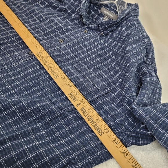 Croft & Barrow Navy Blue White Checkered Button Down Flannel Men's Shirt Gorp XL - Picture 4 of 7